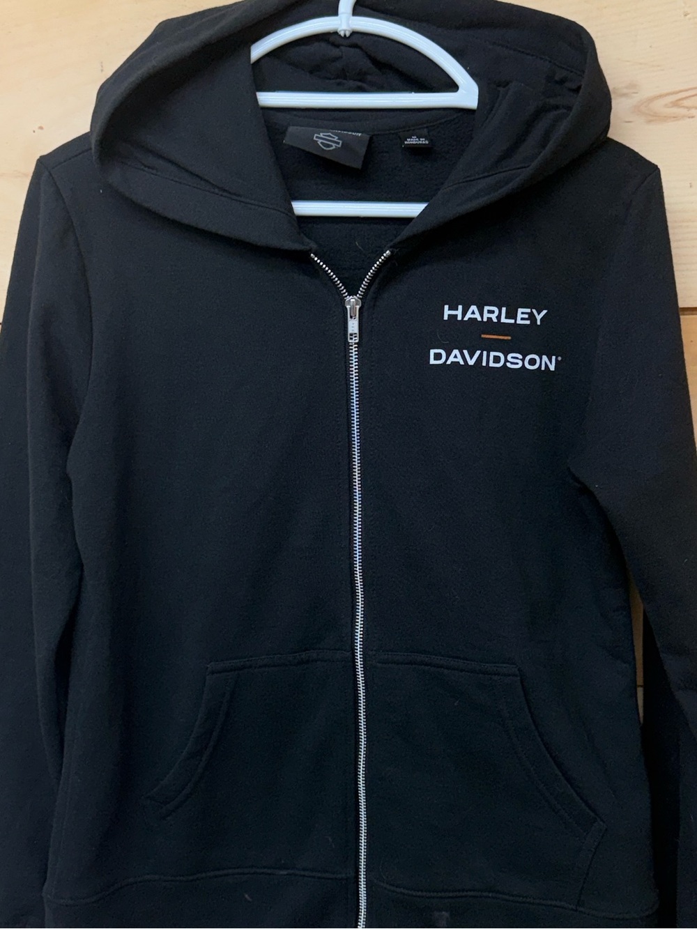 Harley-Davidson Black Zip Hoodie with White Logo